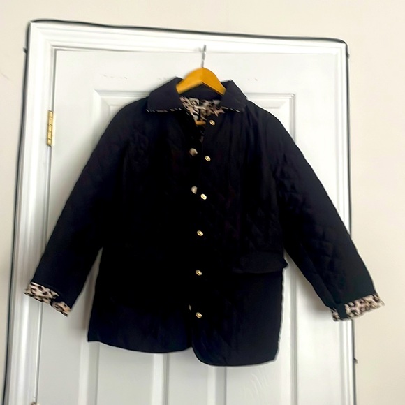Quilted Black/leopard print Chicos jacket. - Picture 1 of 3